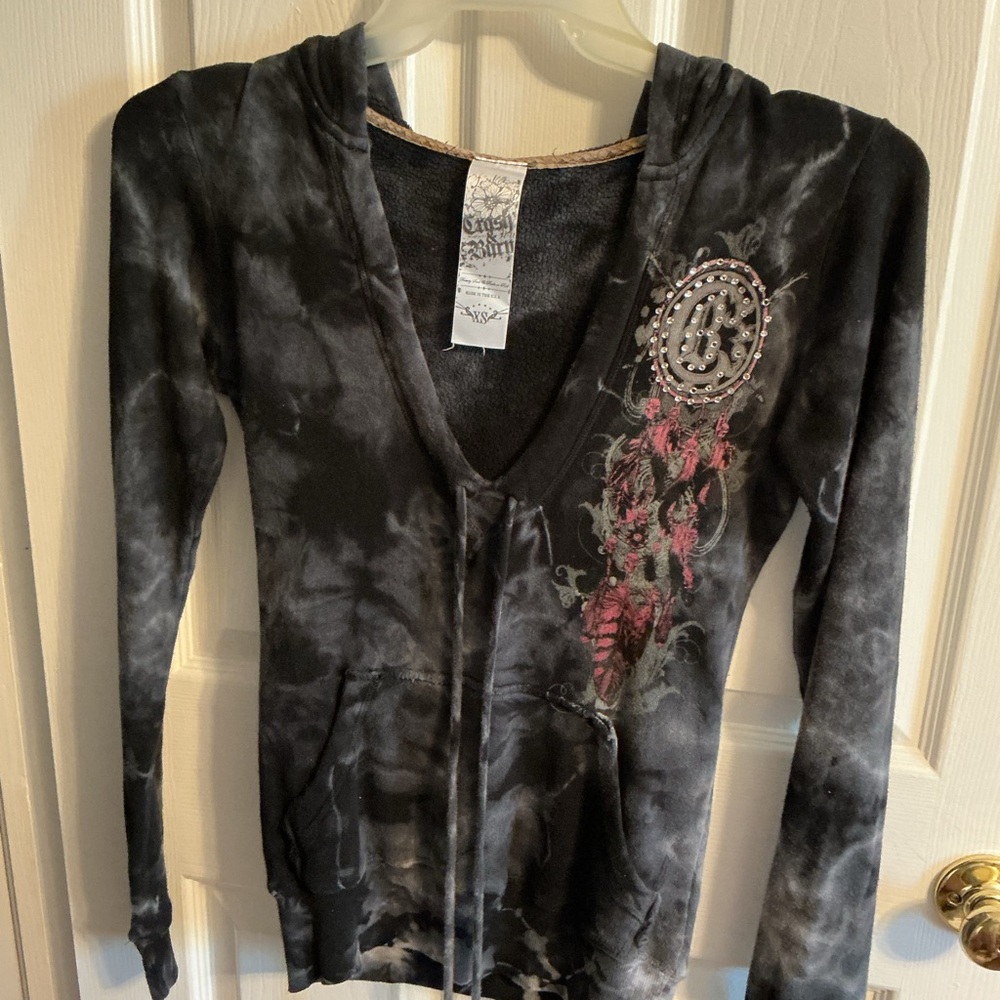 Crash & Burn Charcoal and Rose Graphic Top